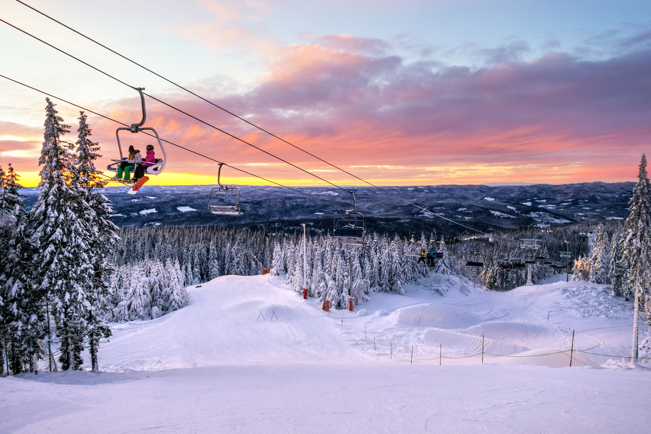 Tryvann ski resort with skiers taking the lift, Oslo Norway – Svarstad ...